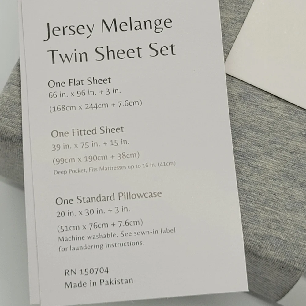 Briarwood Home Twin Jersey Knit Sheet Set Heathered Gray 3 Pc Bedding NEW FLAW